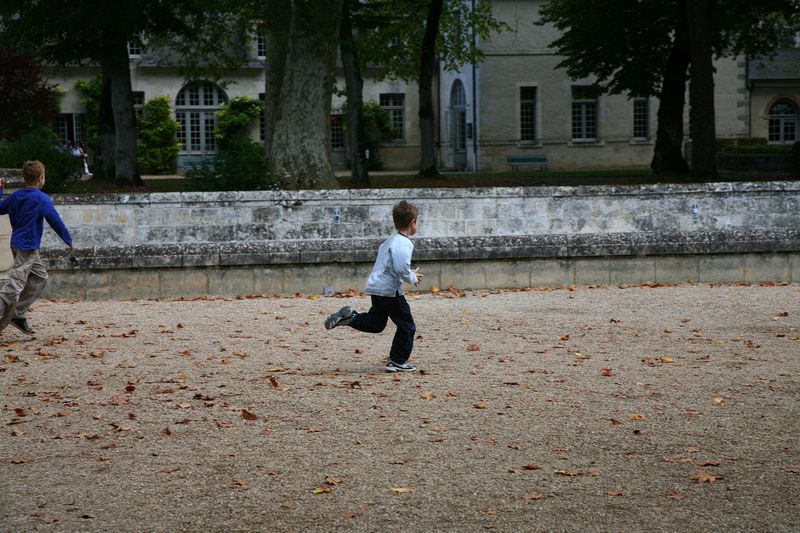 Catching falling leaves.