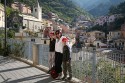 Main valley of the town of Riomaggiore, and the San Giovanni Church in the background