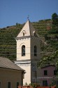 Bell tower at Manarolo, with the 'Vineyard Walk' in the background.