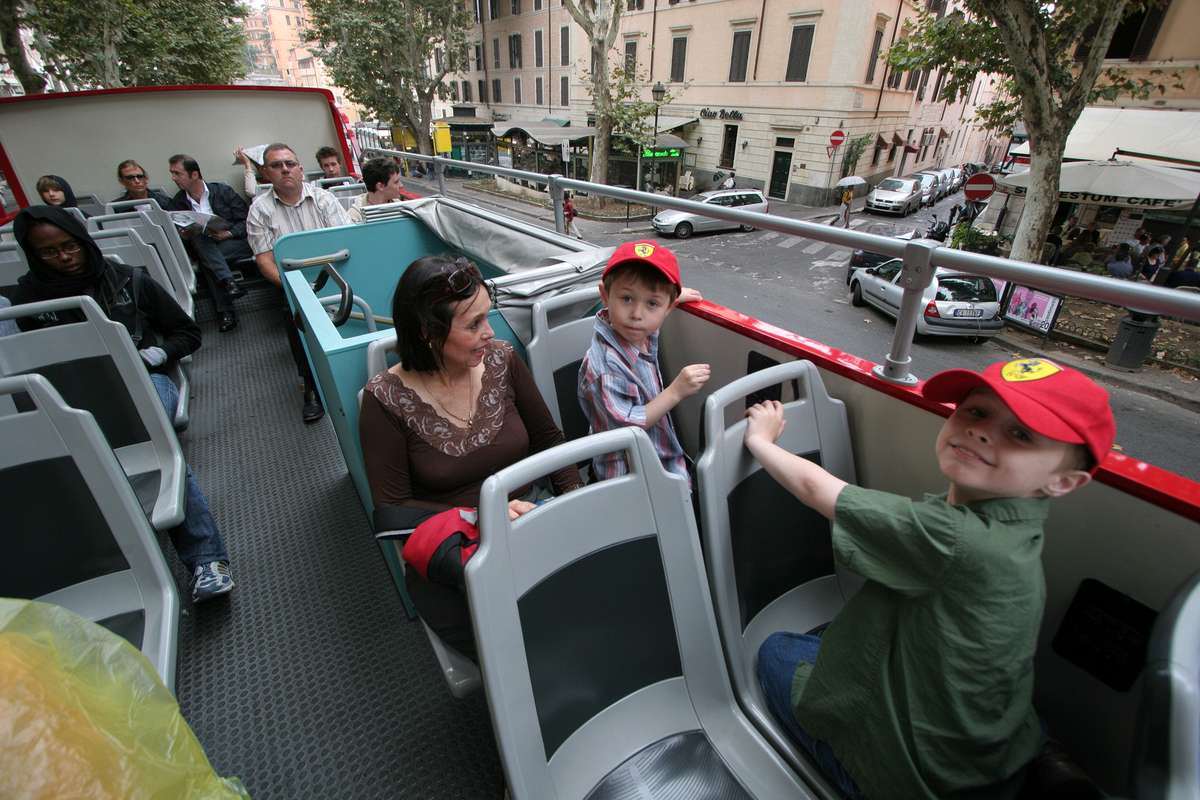 The open top bus was a good idea ... until it rained!