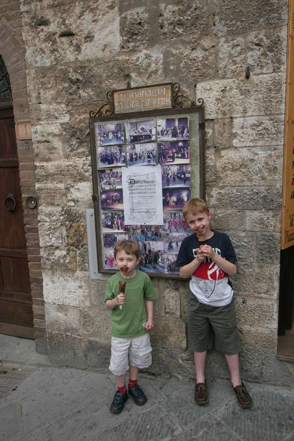 The Gellato we chose was very good ... a lot of tourists stopped to take photos of the boys eating it!