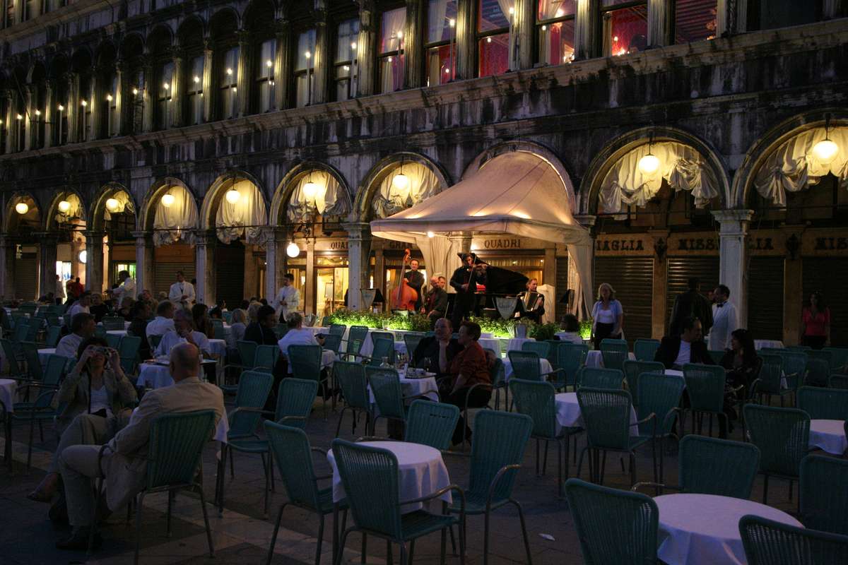 Each of the restaurants in San Marco Square has an orchestra